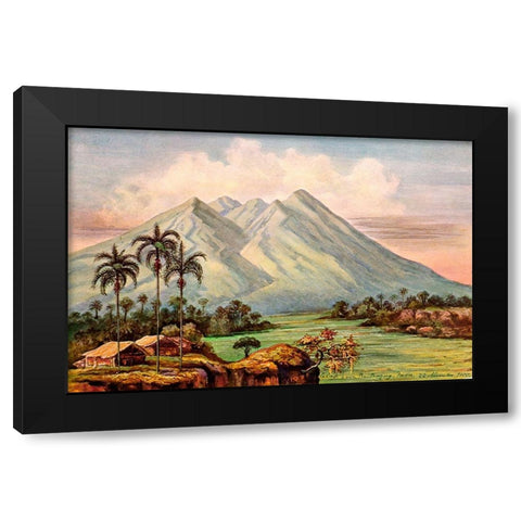 Der Vulkan Salak bei Buitenzorg Black Modern Wood Framed Art Print by Haeckel, Ernst
