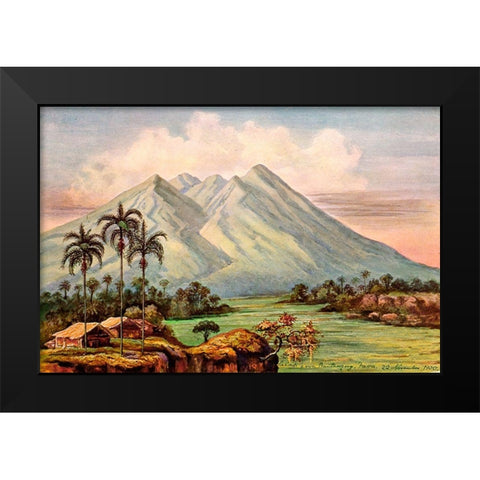 Der Vulkan Salak bei Buitenzorg Black Modern Wood Framed Art Print by Haeckel, Ernst