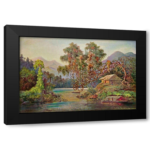 Aralien mit Lianen am Schwarzen Flusse (Ceylon) Black Modern Wood Framed Art Print by Haeckel, Ernst