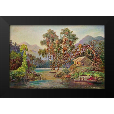 Aralien mit Lianen am Schwarzen Flusse (Ceylon) Black Modern Wood Framed Art Print by Haeckel, Ernst