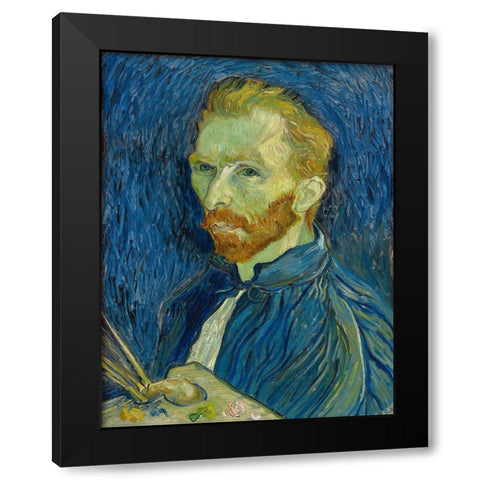 Self-Portrait, 1889 Black Modern Wood Framed Art Print by van Gogh, Vincent