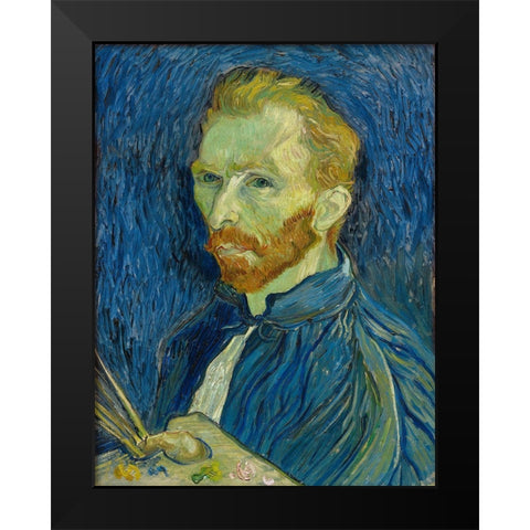 Self-Portrait, 1889 Black Modern Wood Framed Art Print by van Gogh, Vincent