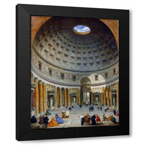 Interior of the Pantheon, Rome, c. 1734 Black Modern Wood Framed Art Print with Double Matting by Panini, Giovanni Paolo
