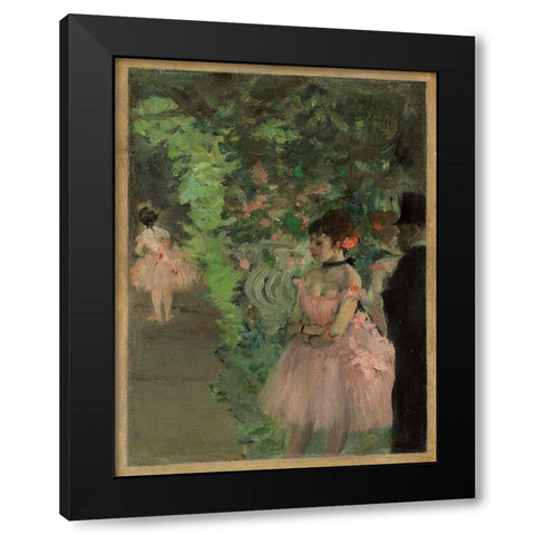 Dancers Backstage, 1876/1883 Black Modern Wood Framed Art Print by Degas, Edgar