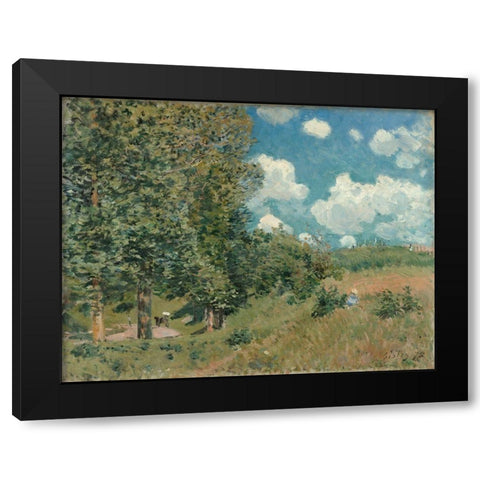The Road from Versailles to Saint-Germain Black Modern Wood Framed Art Print by Sisley, Alfred