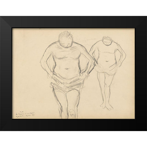 Copies of Cezannes Bathers Black Modern Wood Framed Art Print by Degas, Edgar
