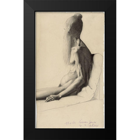 An Indian Man Black Modern Wood Framed Art Print by Seurat, Georges