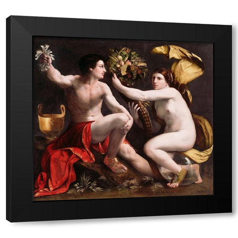 Allegory of Fortune Black Modern Wood Framed Art Print with Double Matting by Dossi, Dosso