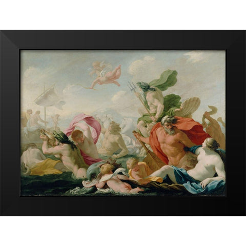 Marine Gods Paying Homage to Love Black Modern Wood Framed Art Print by Le Sueur, Eustache