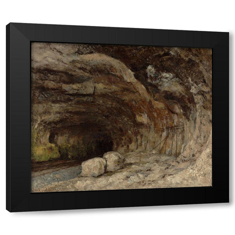 Grotto of Sarrazine near Nans-sous-Sainte-Anne Black Modern Wood Framed Art Print with Double Matting by Courbet, Gustave