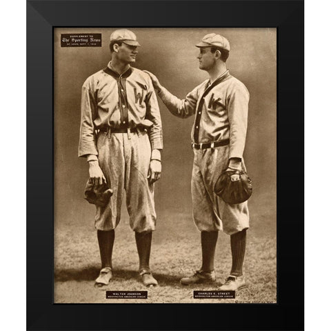 Walter Johnson And Charles E. Street, Washington American League, 1880 Black Modern Wood Framed Art Print by Leopold Morse Goulston Baseball Collection