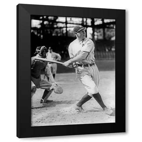 Baseball Game in Progress, 1910s Black Modern Wood Framed Art Print with Double Matting by Harris and Ewing Collection (Library of Congress)