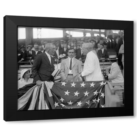 President Woodrow Wilson at a Baseball Game Black Modern Wood Framed Art Print with Double Matting by Harris and Ewing Collection (Library of Congress)