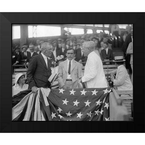 President Woodrow Wilson at a Baseball Game Black Modern Wood Framed Art Print by Harris and Ewing Collection (Library of Congress)