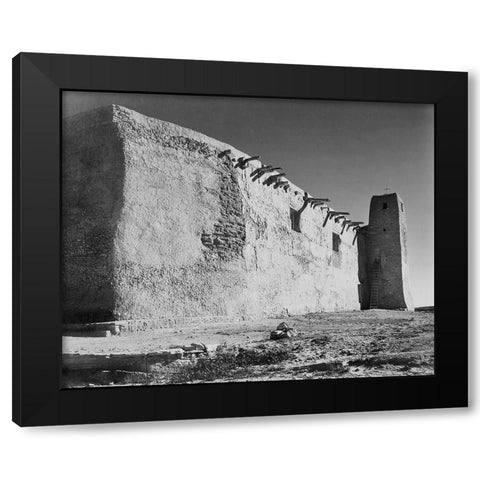 Church Side Wall and Tower, Acoma Pueblo, New Mexico - National Parks and Monuments, ca. 1933-1942 Black Modern Wood Framed Art Print by Adams, Ansel