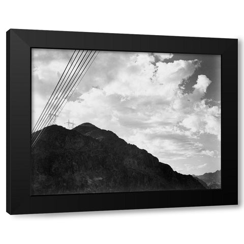 Looking Toward Sugarloaf Mountain With Boulder Dam Transmission Lines - National Parks and Monuments Black Modern Wood Framed Art Print by Adams, Ansel