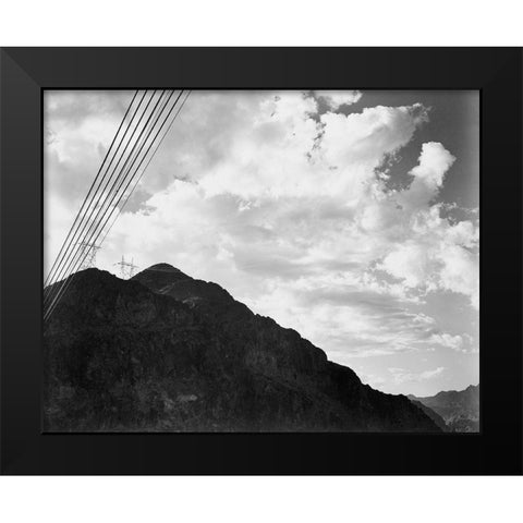 Looking Toward Sugarloaf Mountain With Boulder Dam Transmission Lines - National Parks and Monuments Black Modern Wood Framed Art Print by Adams, Ansel