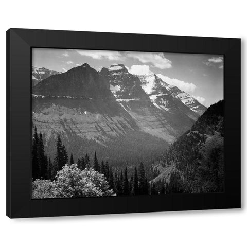 Snow Covered Mountains, Glacier National Park, Montana - National Parks and Monuments, 1941 Black Modern Wood Framed Art Print with Double Matting by Adams, Ansel