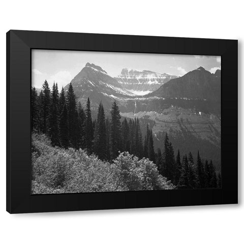 Trees, Bushes and Mountains, Glacier National Park, Montana - National Parks and Monuments, 1941 Black Modern Wood Framed Art Print with Double Matting by Adams, Ansel