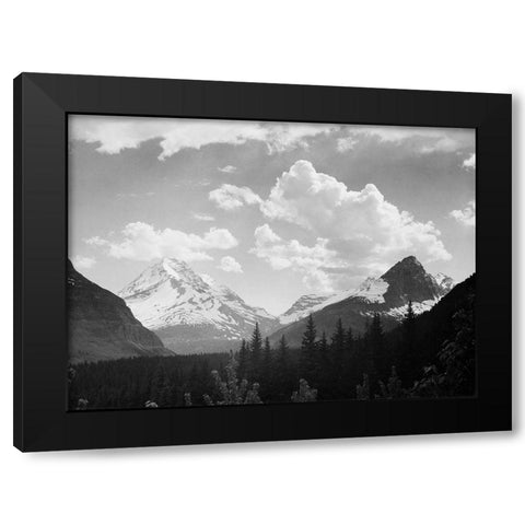 Mountains and Clouds, Glacier National Park, Montana - National Parks and Monuments, 1941 Black Modern Wood Framed Art Print with Double Matting by Adams, Ansel