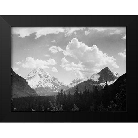 Mountains and Clouds, Glacier National Park, Montana - National Parks and Monuments, 1941 Black Modern Wood Framed Art Print by Adams, Ansel
