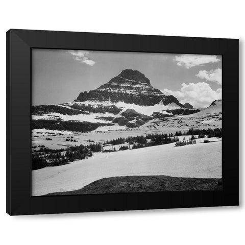 View from Logan Pass, Glacier National Park, Montana - National Parks and Monuments, 1941 Black Modern Wood Framed Art Print by Adams, Ansel