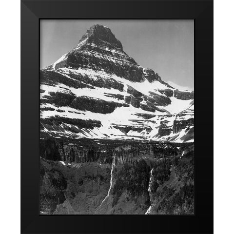 Snow Covered Mountain Glacier National Park, Montana - National Parks and Monuments, 1941 Black Modern Wood Framed Art Print by Adams, Ansel