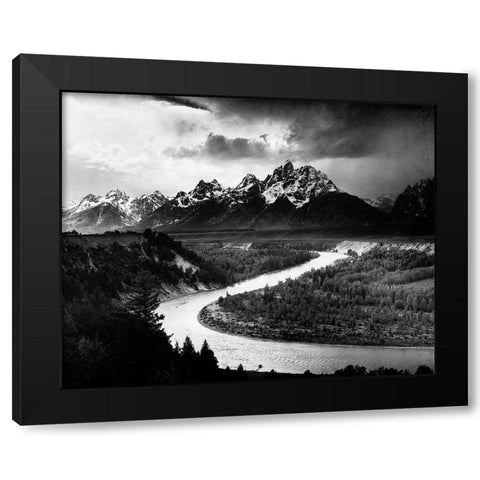 The Tetons - Snake River, Grand Teton National Park, Wyoming , 1941 Black Modern Wood Framed Art Print by Adams, Ansel