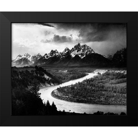 The Tetons - Snake River, Grand Teton National Park, Wyoming , 1941 Black Modern Wood Framed Art Print by Adams, Ansel