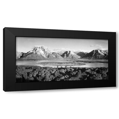 Mt. Moran and Jackson Lake from Signal Hill, Grand Teton National Park, Wyoming, 1941 Black Modern Wood Framed Art Print by Adams, Ansel