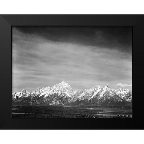 Tetons from Signal Mountain, Grand Teton National Park, Wyoming, 1941 Black Modern Wood Framed Art Print by Adams, Ansel