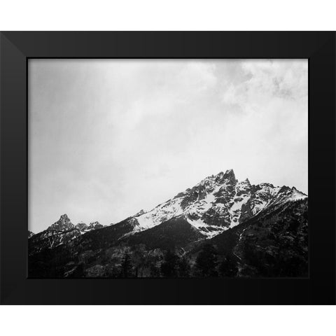 Snow covered peak in Grand Teton National Park, Wyoming, 1941 Black Modern Wood Framed Art Print by Adams, Ansel