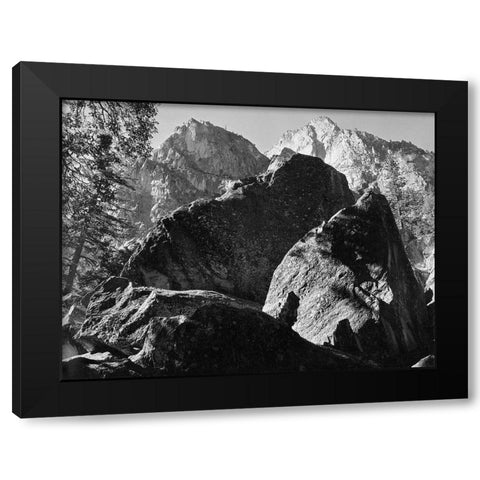 Grand Sentinel, Kings River Canyon, proposed as a national park, California, 1936 Black Modern Wood Framed Art Print with Double Matting by Adams, Ansel