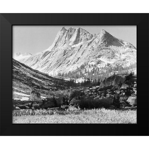 Boaring River, Kings Region, Kings River Canyon, proposed as a national park, California, 1936 Black Modern Wood Framed Art Print by Adams, Ansel