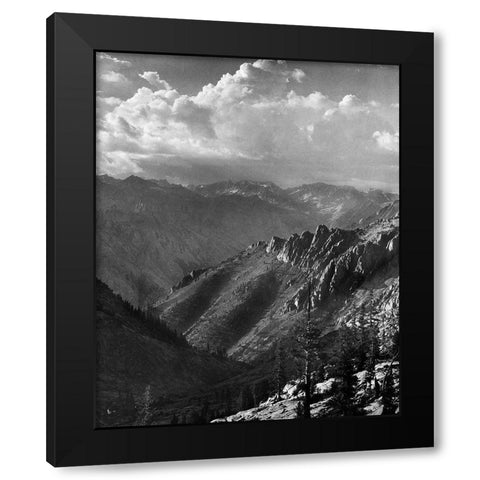 Middle Fork at Kings River from South Fork of Cartridge Creek, Kings River Canyon, proposed as a nat Black Modern Wood Framed Art Print with Double Matting by Adams, Ansel