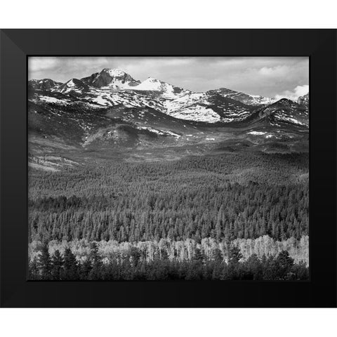 Longs Peak from Road, Rocky Mountain National Park, Colorado, 1941 Black Modern Wood Framed Art Print by Adams, Ansel