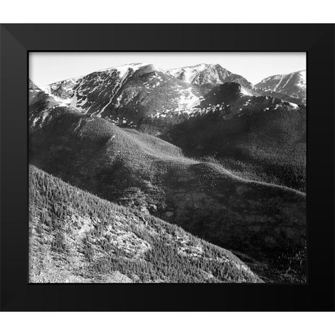 Hills and mountains, in Rocky Mountain National Park, Colorado,  ca. 1941-1942 Black Modern Wood Framed Art Print by Adams, Ansel