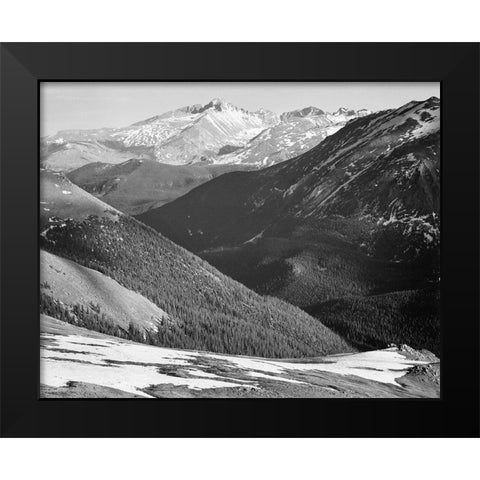 Longs Peak in Rocky Mountain National Park, Colorado, ca. 1941-1942 Black Modern Wood Framed Art Print by Adams, Ansel