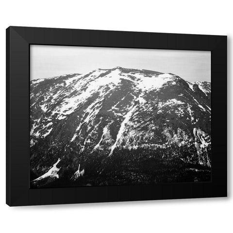 Full view of barren mountain side with snow, in Rocky Mountain National Park, Colorado, ca. 1941-194 Black Modern Wood Framed Art Print by Adams, Ansel
