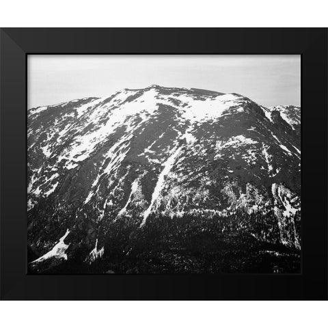 Full view of barren mountain side with snow, in Rocky Mountain National Park, Colorado, ca. 1941-194 Black Modern Wood Framed Art Print by Adams, Ansel