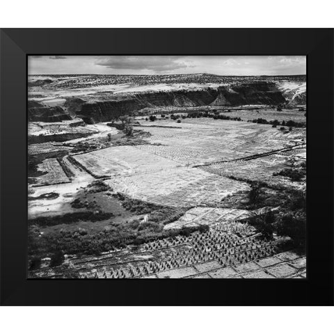 Corn Field, Indian Farm near Tuba City, Arizona, in Rain, 1941 Black Modern Wood Framed Art Print by Adams, Ansel