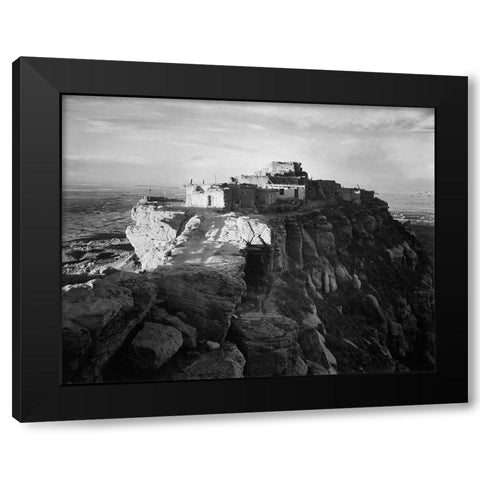 Full view of the city on top of mountain, Walpi, Arizona, 1941 Black Modern Wood Framed Art Print with Double Matting by Adams, Ansel