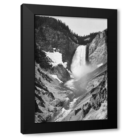 Yellowstone Falls, Yellowstone National Park, Wyoming. ca. 1941-1942 Black Modern Wood Framed Art Print with Double Matting by Adams, Ansel