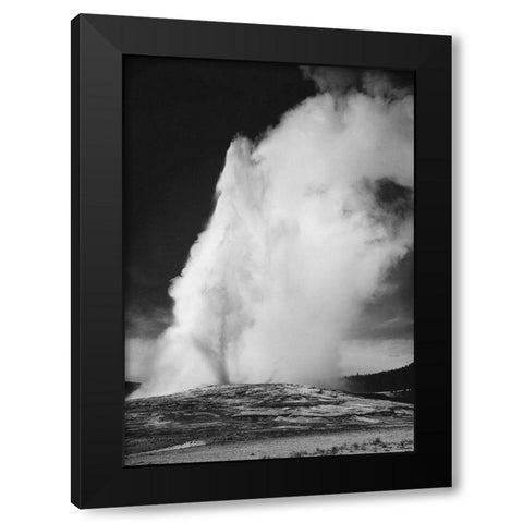 Photograph of Old Faithful Geyser Erupting in Yellowstone National Park, ca. 1941-1942 Black Modern Wood Framed Art Print with Double Matting by Adams, Ansel