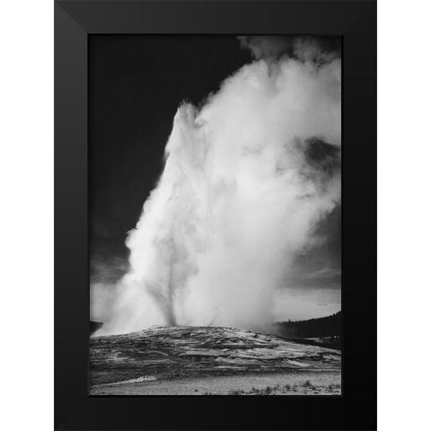 Photograph of Old Faithful Geyser Erupting in Yellowstone National Park, ca. 1941-1942 Black Modern Wood Framed Art Print by Adams, Ansel