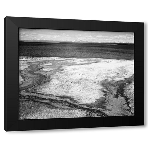 Yellowstone Lake - Hot Springs Overflow, Yellowstone National Park, Wyoming, ca. 1941-1942 Black Modern Wood Framed Art Print with Double Matting by Adams, Ansel