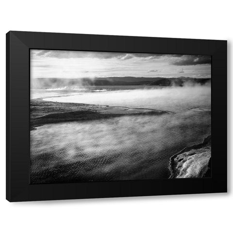Steaming pool in foreground, high horizon, Fountain Geyser Pool, Yellowstone National Park, Wyoming, Black Modern Wood Framed Art Print by Adams, Ansel