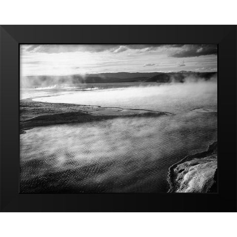 Steaming pool in foreground, high horizon, Fountain Geyser Pool, Yellowstone National Park, Wyoming, Black Modern Wood Framed Art Print by Adams, Ansel