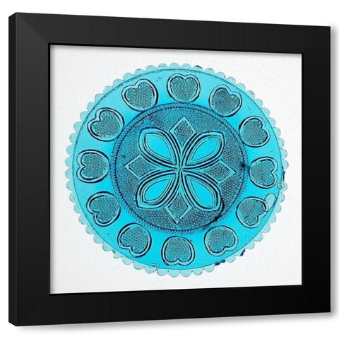 Blue Pressed Glass Plate Black Modern Wood Framed Art Print with Double Matting by Unknown 19th Century American Glassmaker