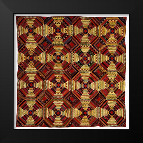 Quilt, Log Cabin Pattern, Pineapple variation Black Modern Wood Framed Art Print by Unknown 19th Century American Needleworker